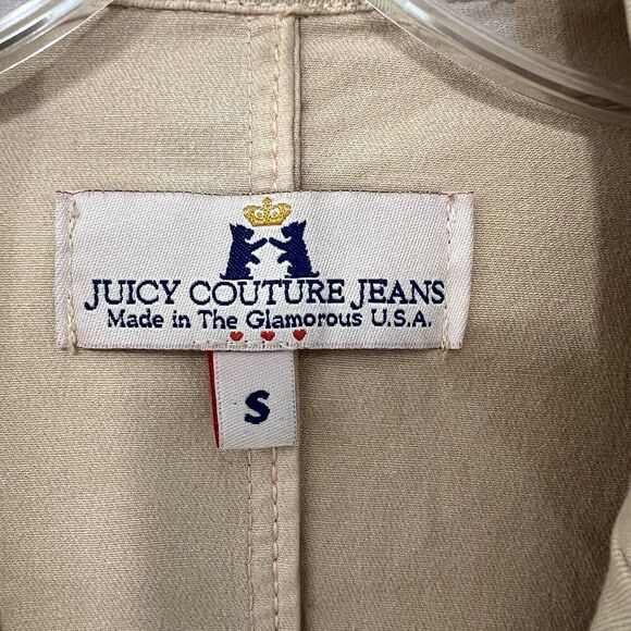 Juicy Couture Vintage Blazer Small Y2K Beige Lace Trim Heart Coquette USA Made - Picture 5 of 13
